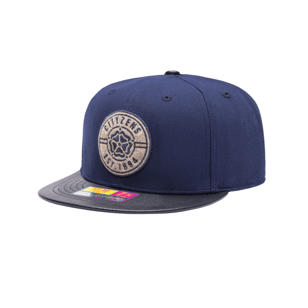 Juventus Swatch Fitted with high crown, PU leather flat peak brim, in Navy